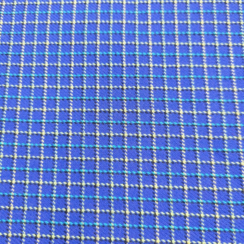 Plaid Blue Yellow Synthetic Woven Fabric 18 x 56